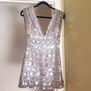 Scala Champagne Silver Sequin Dress